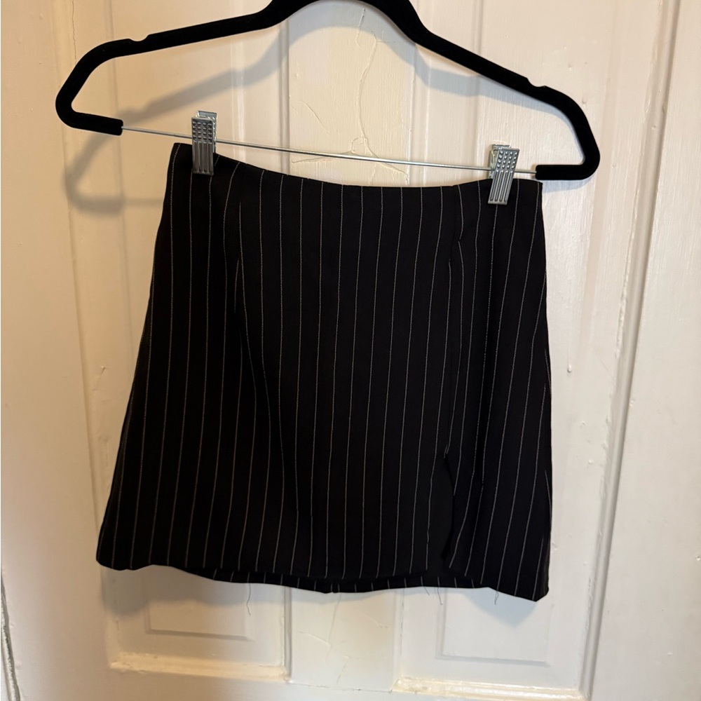 Black Pinstripe Skirt